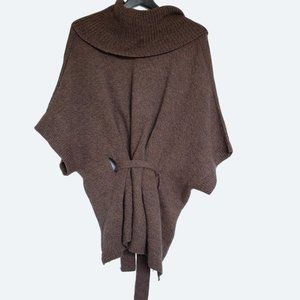 COPY - COPY - H&M Poncho Style Brown Heathered Sweater